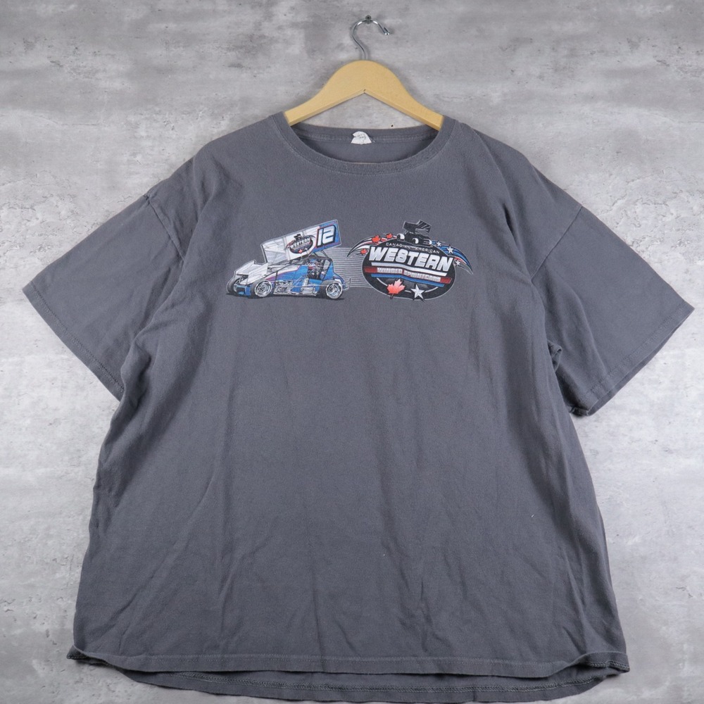 2012 Anvil Western Winged Sprintcars Racing T-Shirt Mens 2XL Grey Graphic Tee